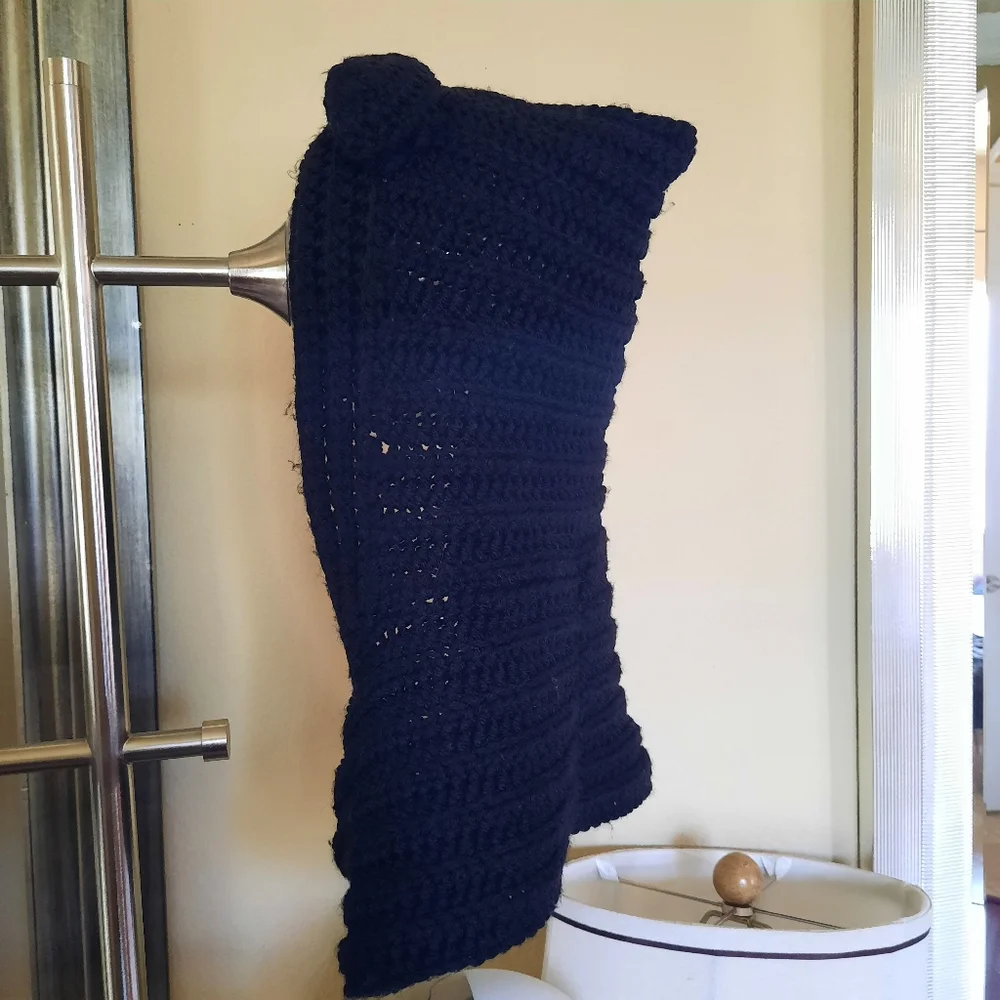 Black Crochet Hoodie With Bear Ears